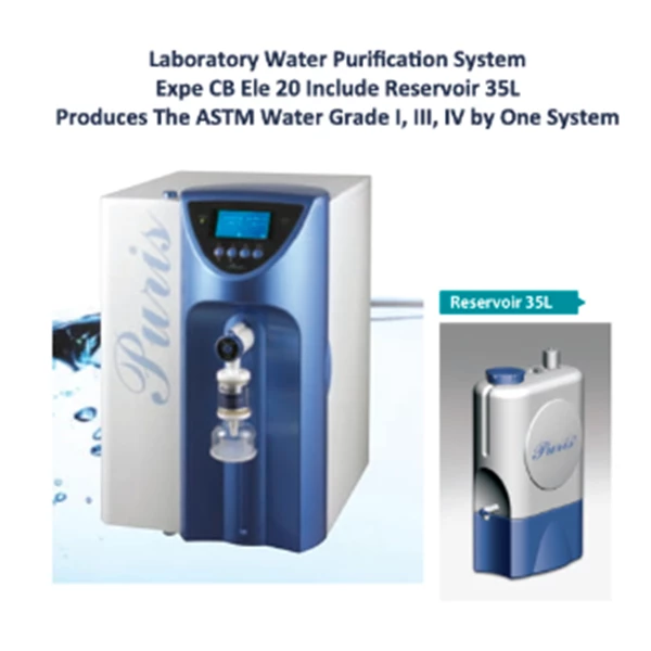 PURIS LABORATORY WATER PURIFICATION SYSTEM EXPE CB ELE 20 INCLUDE RESERVOIR 35L PRODUCES THE ASTM WATER GRADE I III  IV BY ONE SYSTEM